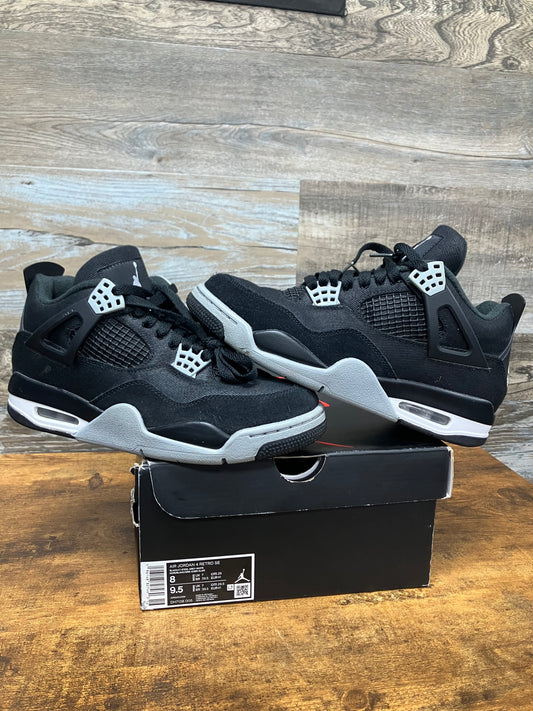 8-Air Jordan 4 Black Canvas