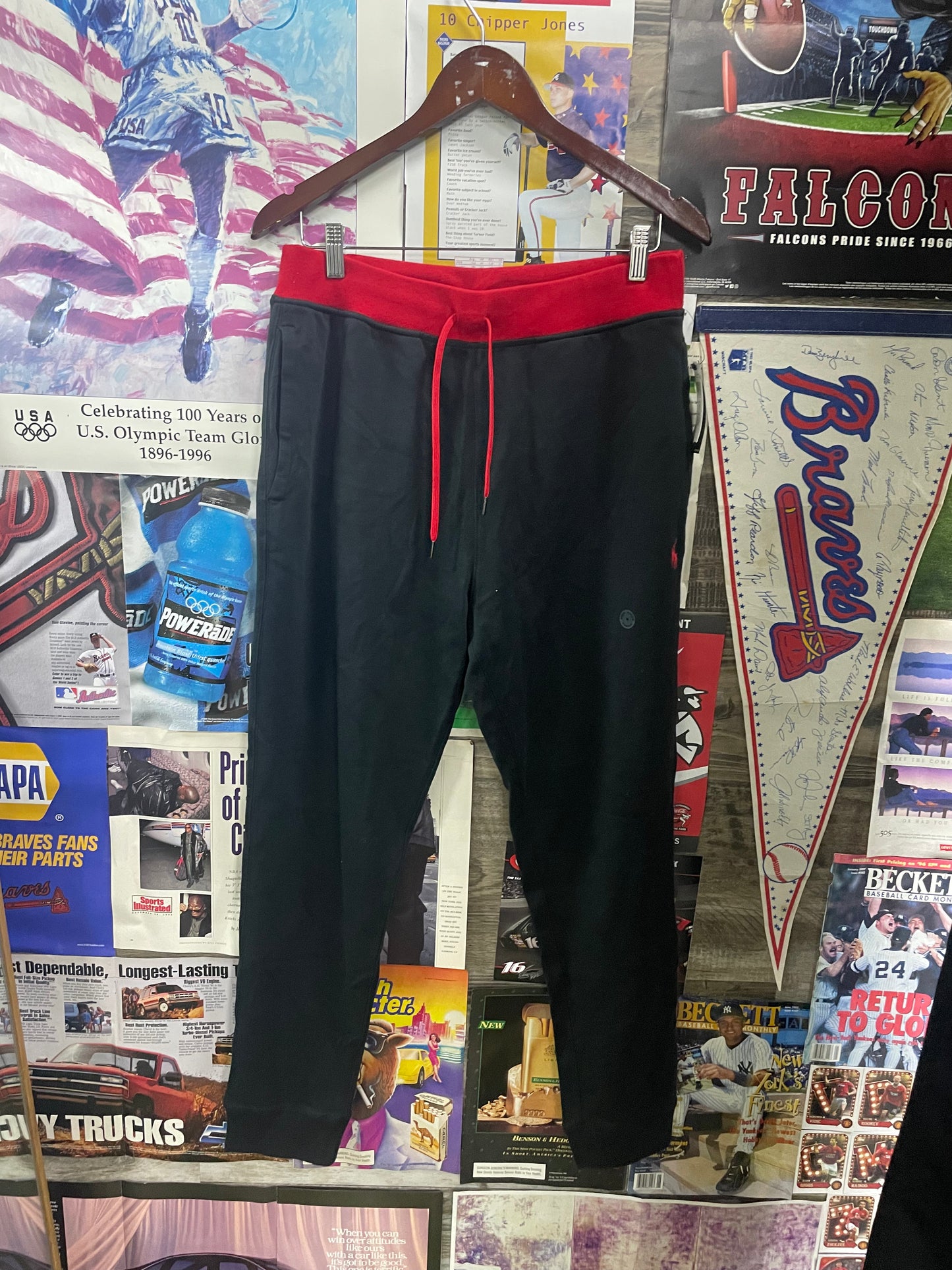 M - Polo Ralph Lauren Black/Red Cotton Jogger Pants