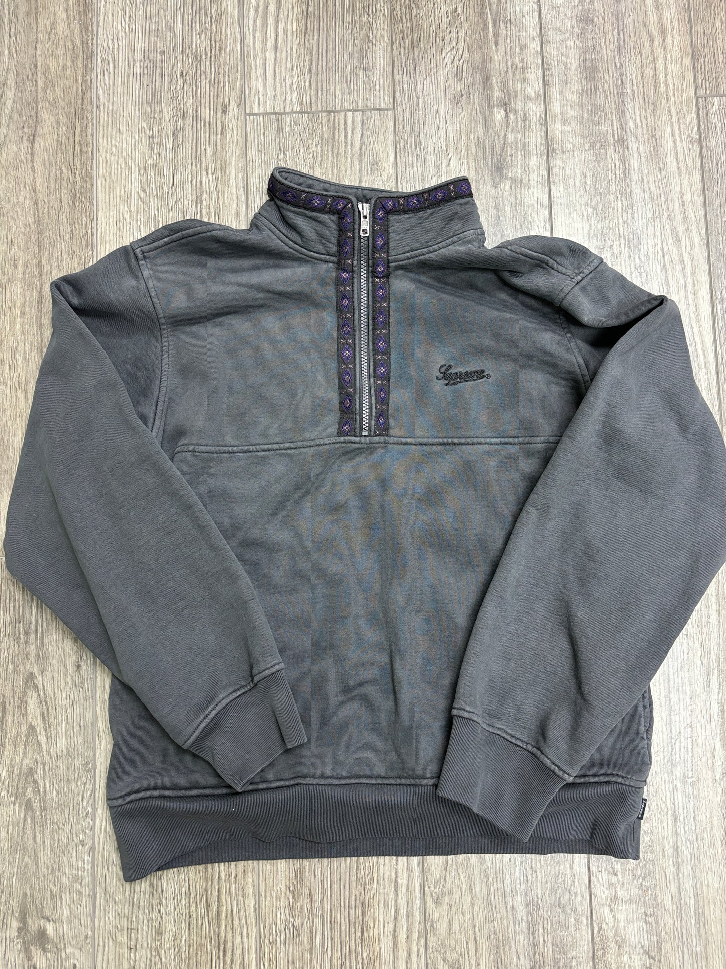 Supreme overdyed half zip sweatshirt S