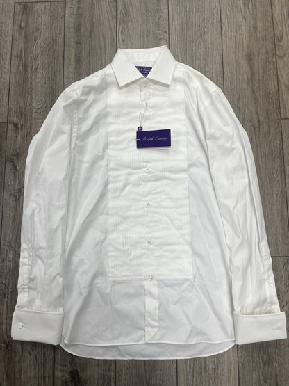 15.5/M - Purple Label Ralph Lauren Pleated French Cuff Tuxedo Dress Shirt