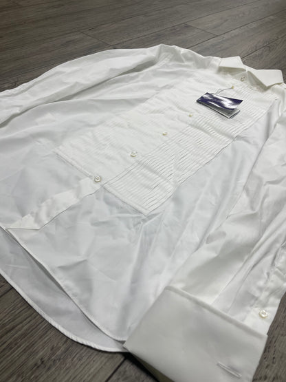 15.5/M - Purple Label Ralph Lauren Pleated French Cuff Tuxedo Dress Shirt