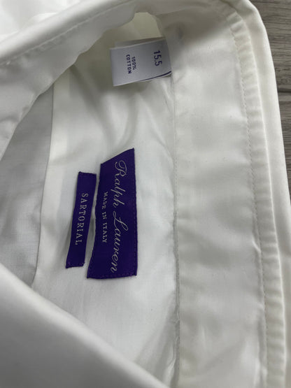 15.5/M - Purple Label Ralph Lauren Pleated French Cuff Tuxedo Dress Shirt