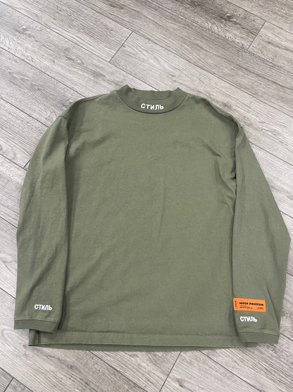 L - Heron Preston Olive Green “СТИЛЬ” Long Sleeve Shirt