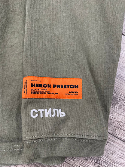 L - Heron Preston Olive Green “СТИЛЬ” Long Sleeve Shirt