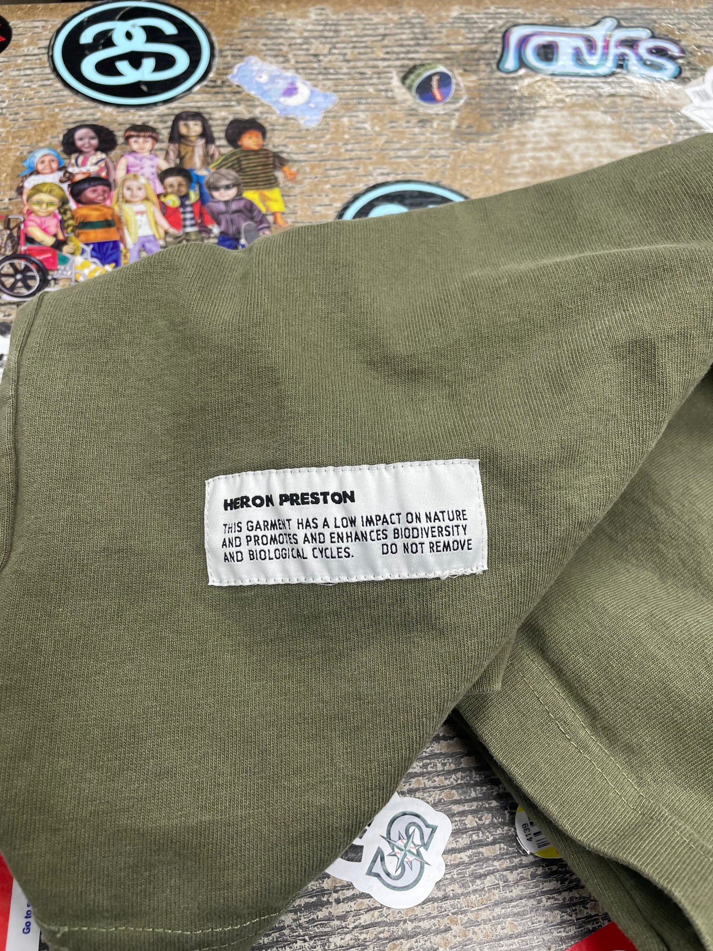 L - Heron Preston Olive Green “СТИЛЬ” Long Sleeve Shirt