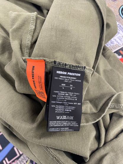 L - Heron Preston Olive Green “СТИЛЬ” Long Sleeve Shirt