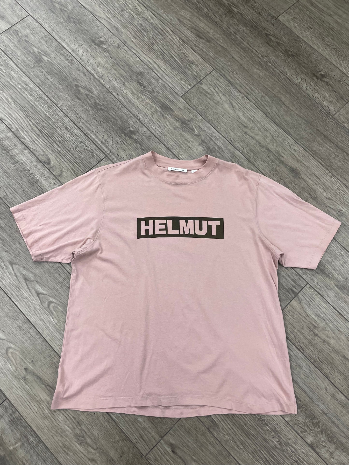 L - Helmut Lang Pink Box Logo Shirt