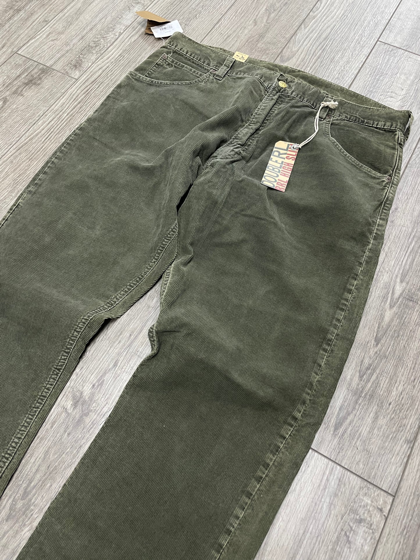36-RRL Olive Green High Slim Corduroy Pants
