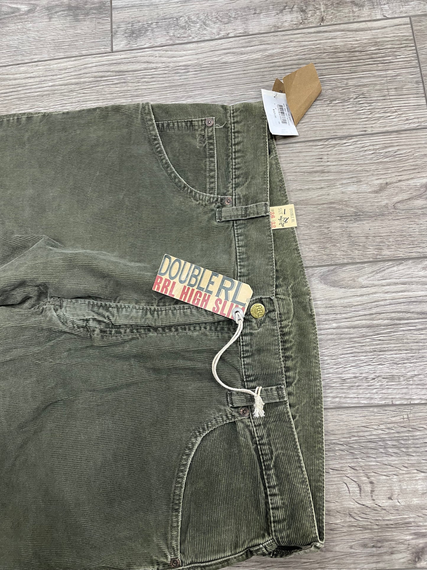 36-RRL Olive Green High Slim Corduroy Pants
