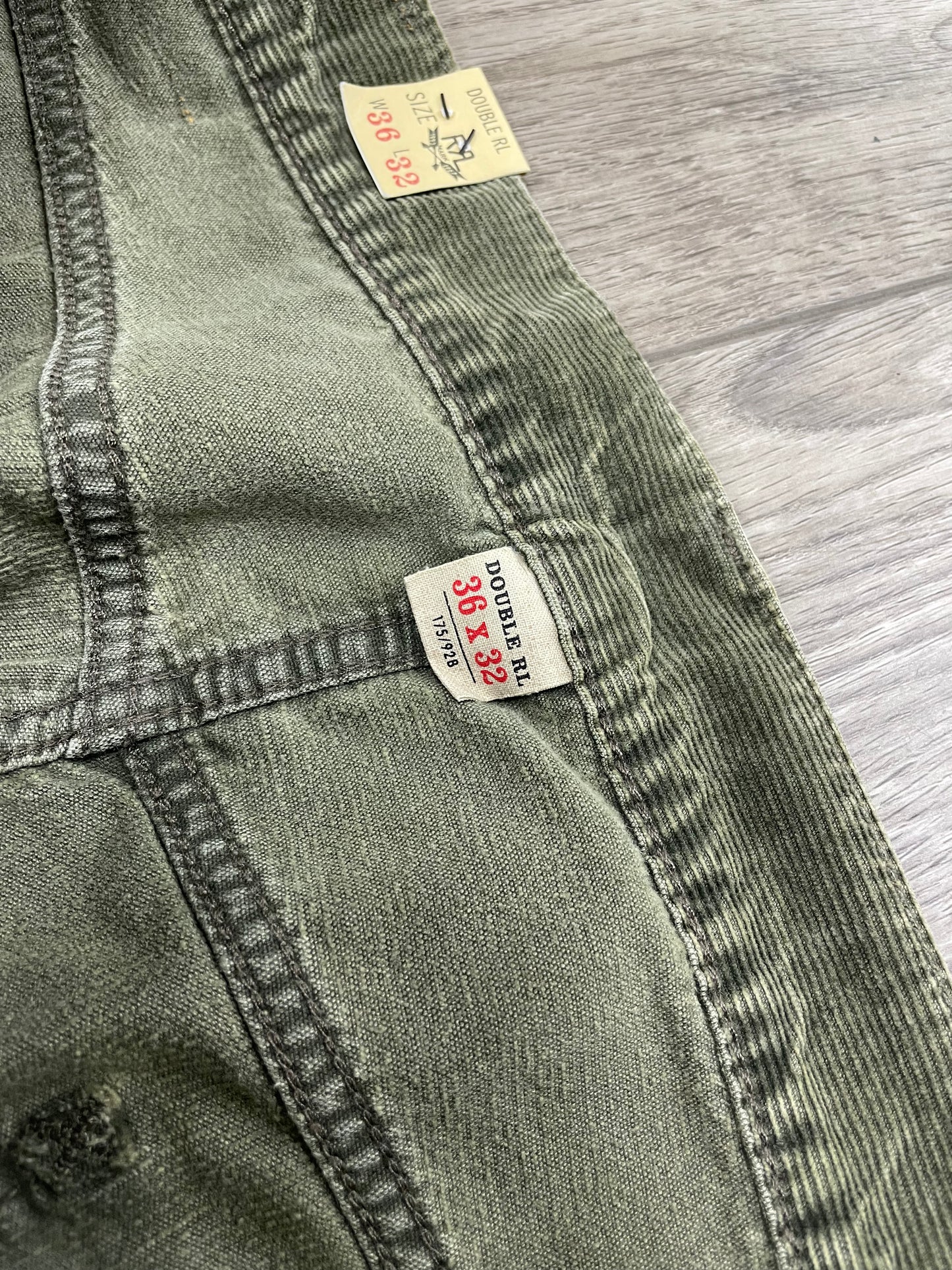 36-RRL Olive Green High Slim Corduroy Pants