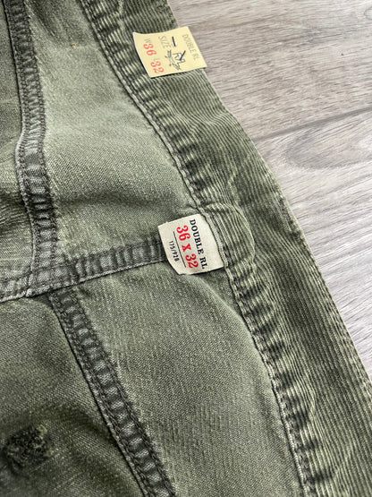 36-RRL Olive Green High Slim Corduroy Pants