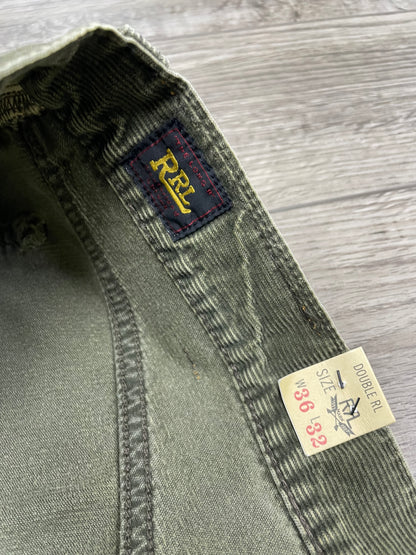 36-RRL Olive Green High Slim Corduroy Pants