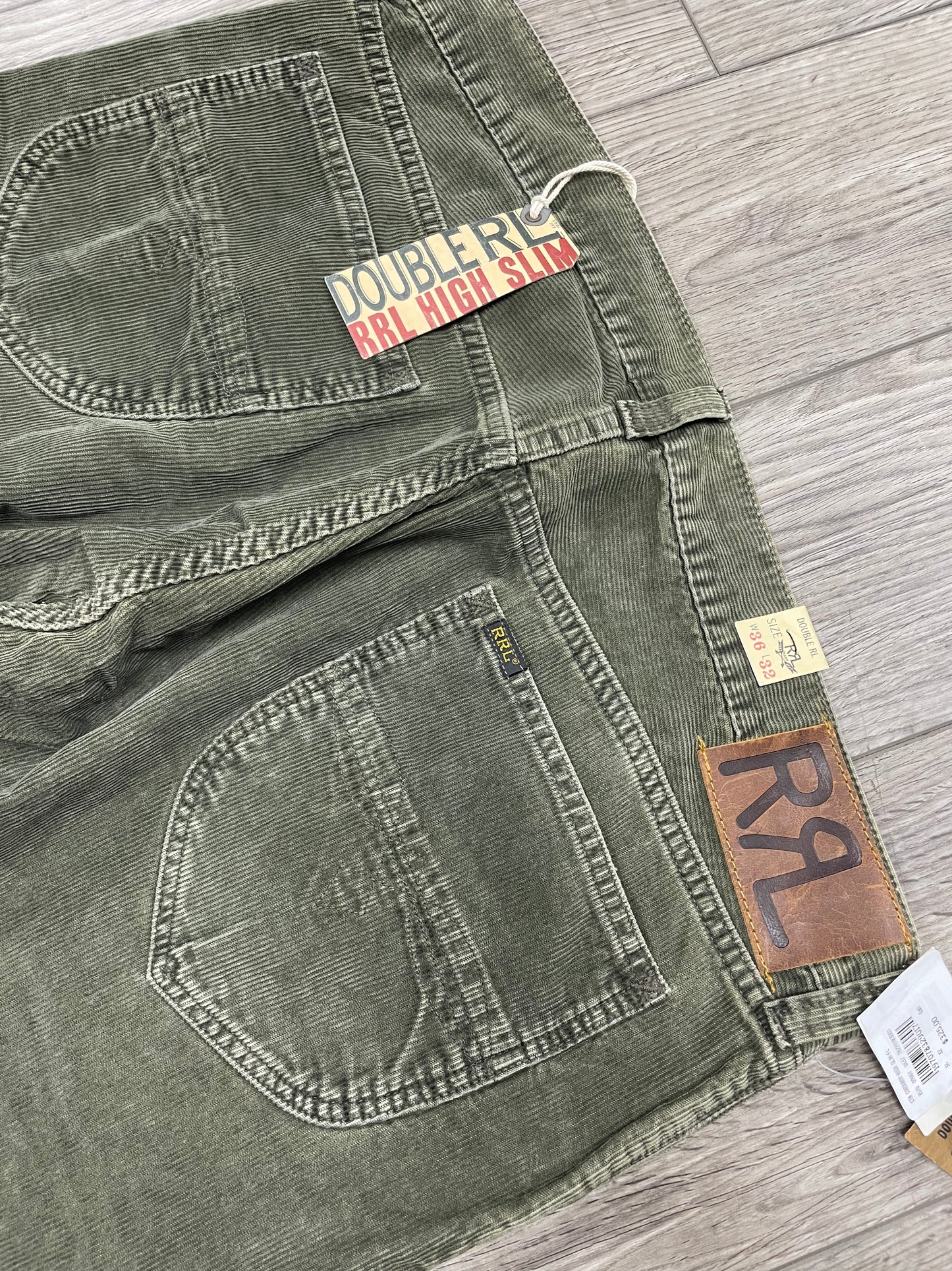 36-RRL Olive Green High Slim Corduroy Pants