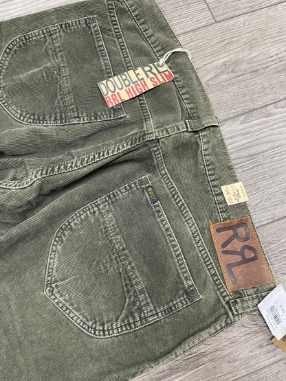 36-RRL Olive Green High Slim Corduroy Pants