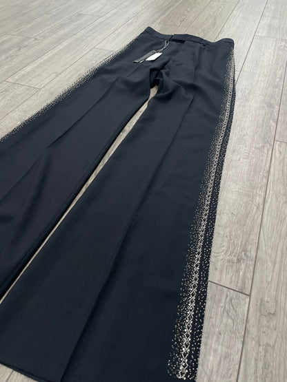 48 - Amiri Crystal Embellished Stripe Flare Dress Pants
