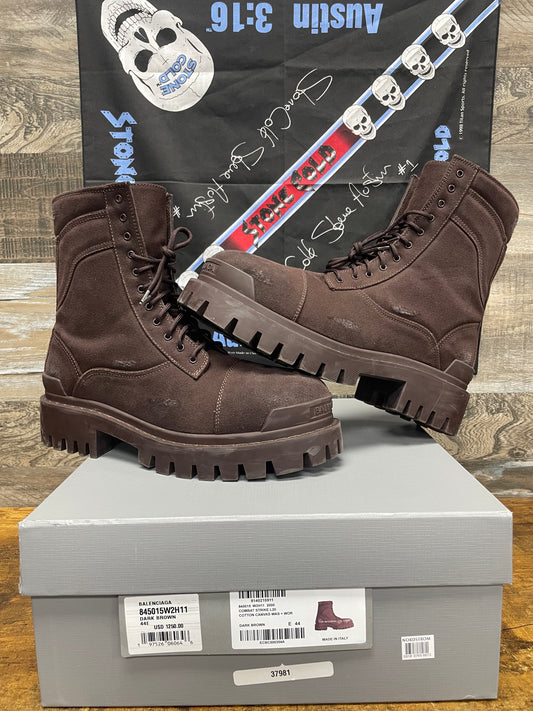 44 - Balenciaga Striker Boot Brown Canvas