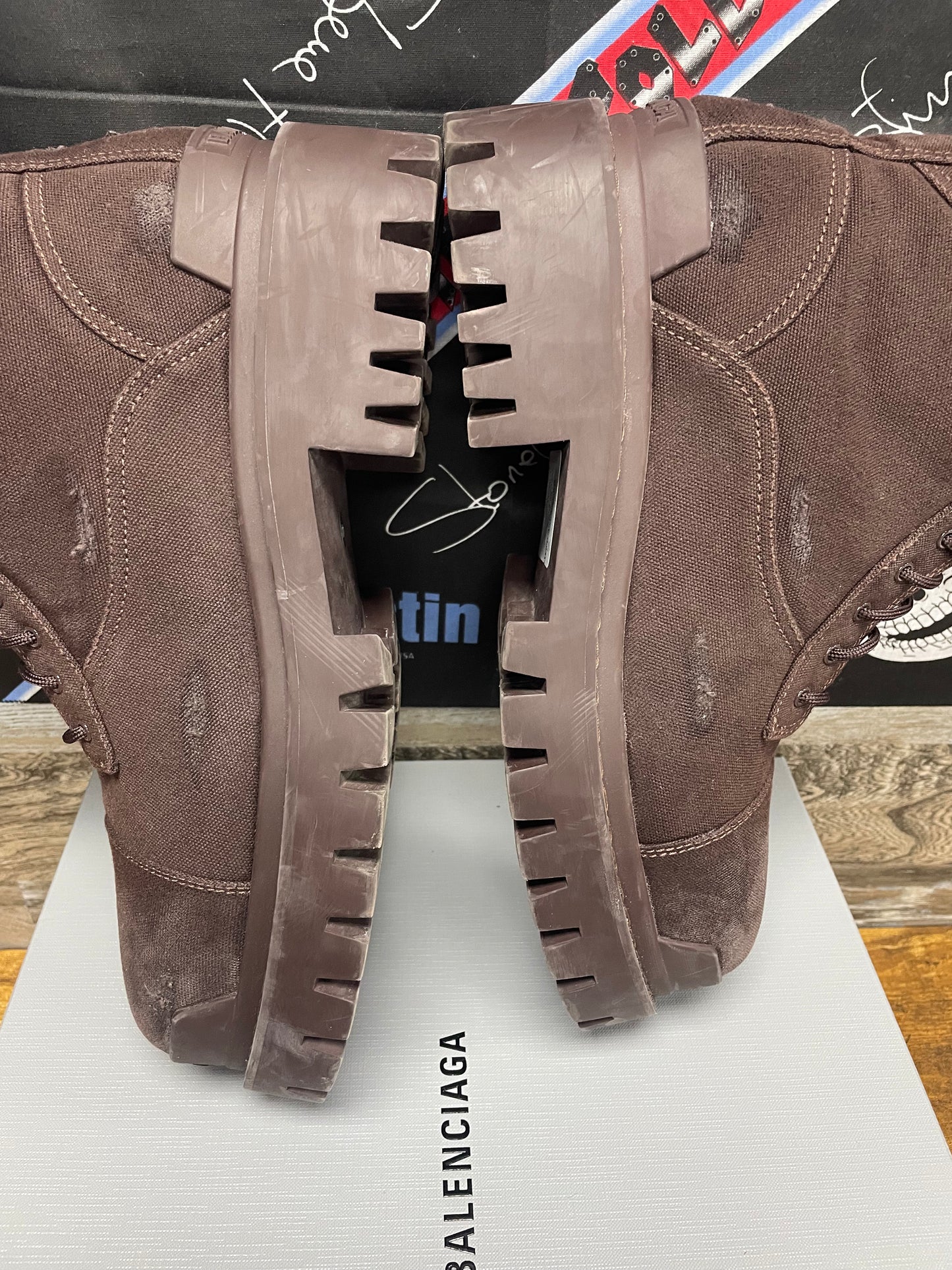 44 - Balenciaga Striker Boot Brown Canvas