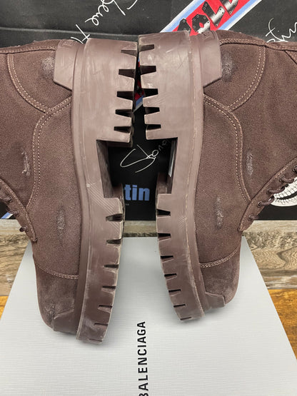 44 - Balenciaga Striker Boot Brown Canvas