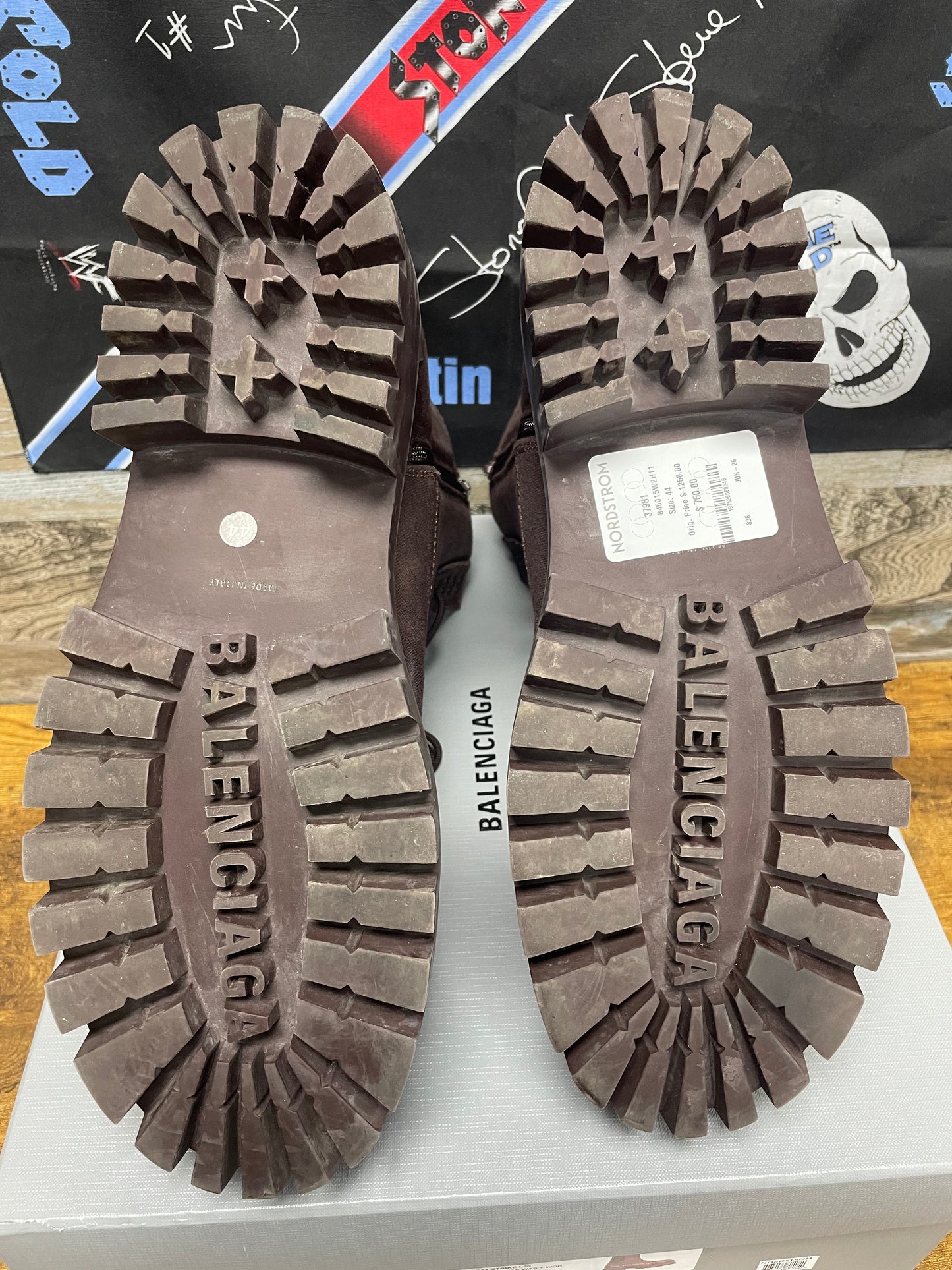 44 - Balenciaga Striker Boot Brown Canvas