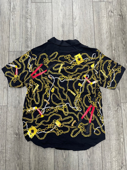 M - Supreme Gold Chains Rayon Black Button Up