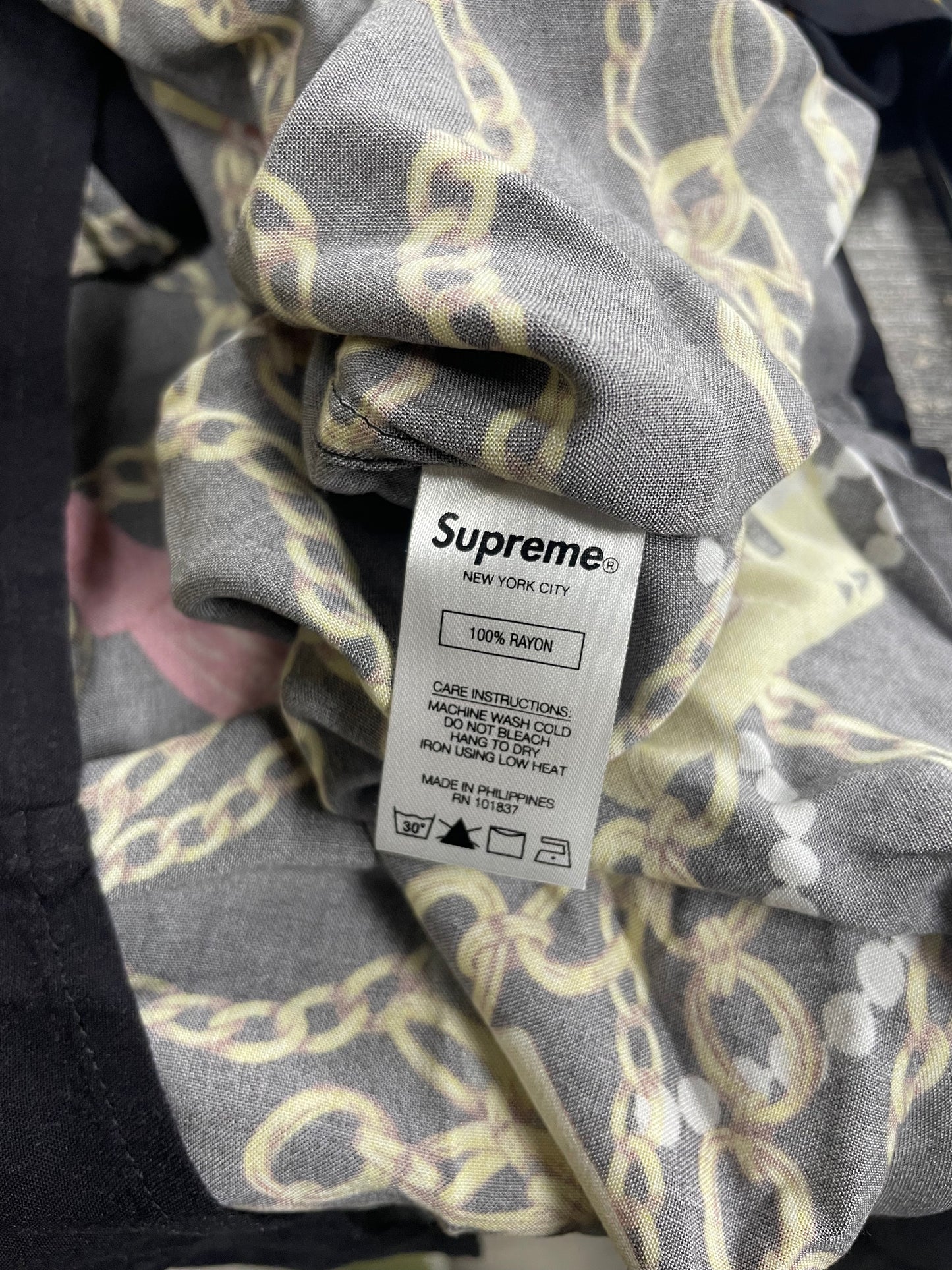 M - Supreme Gold Chains Rayon Black Button Up