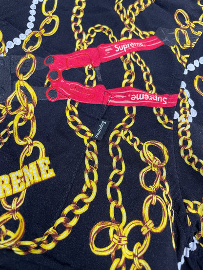 M - Supreme Gold Chains Rayon Black Button Up