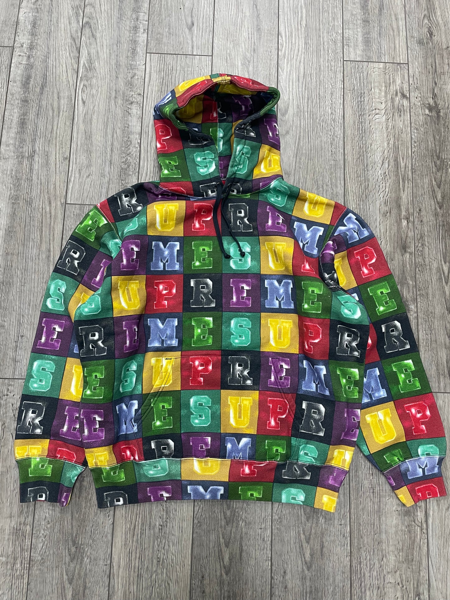 M - Supreme Color Blocks Hooded Sweatshirt