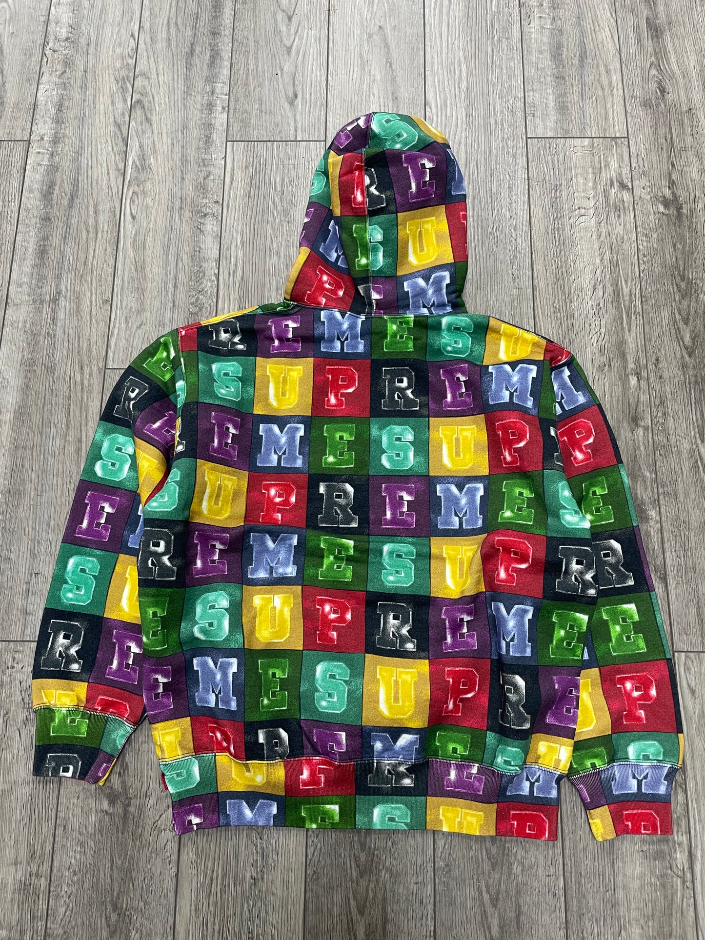 M - Supreme Color Blocks Hooded Sweatshirt