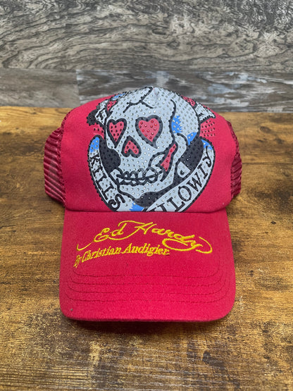 OS-Ed Hardy Red Trucker Hat