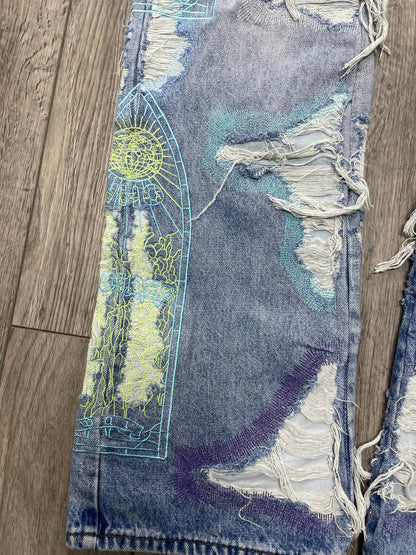 36-Who Decides War Stud Distressed Denim