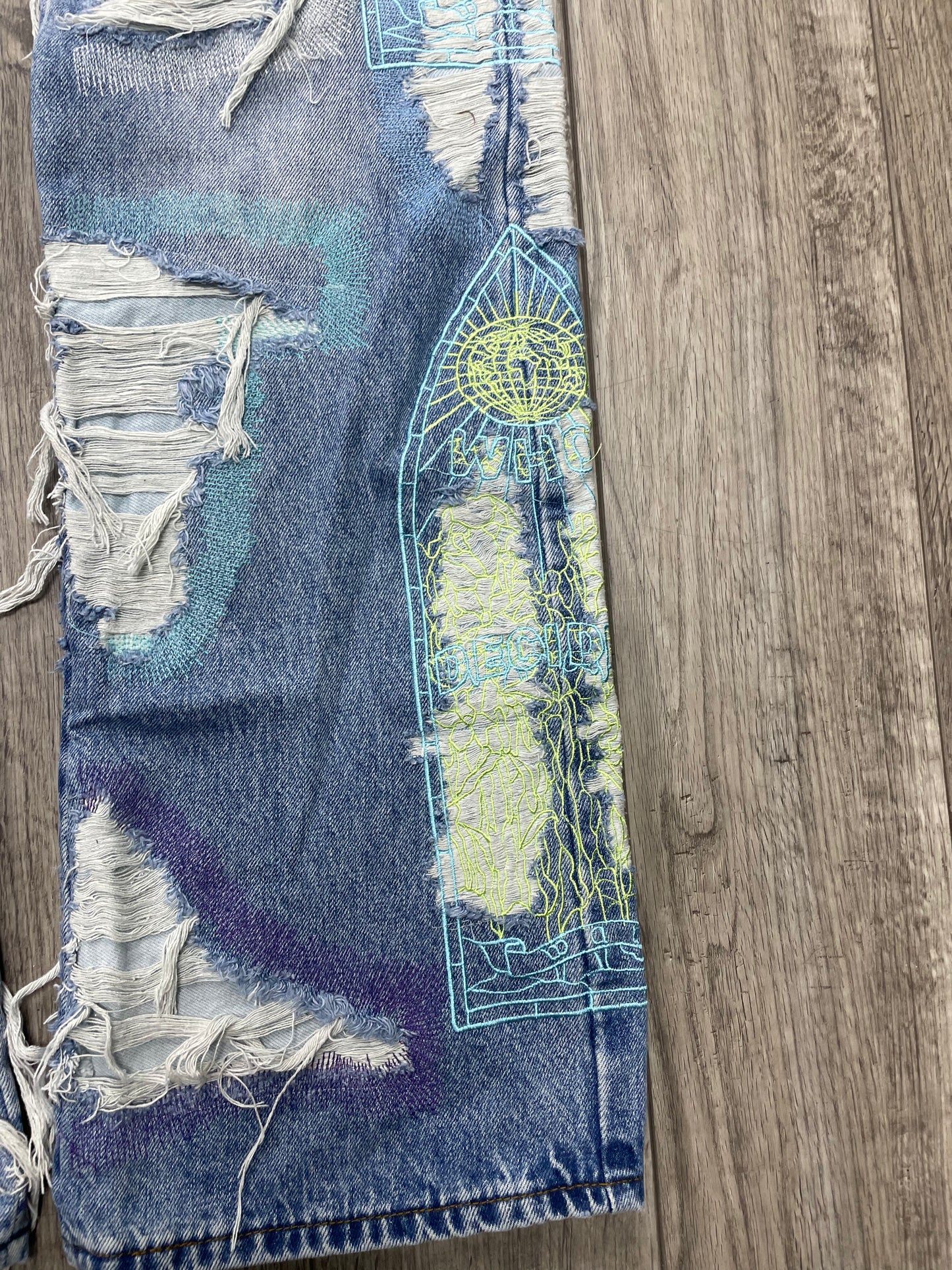 36-Who Decides War Stud Distressed Denim