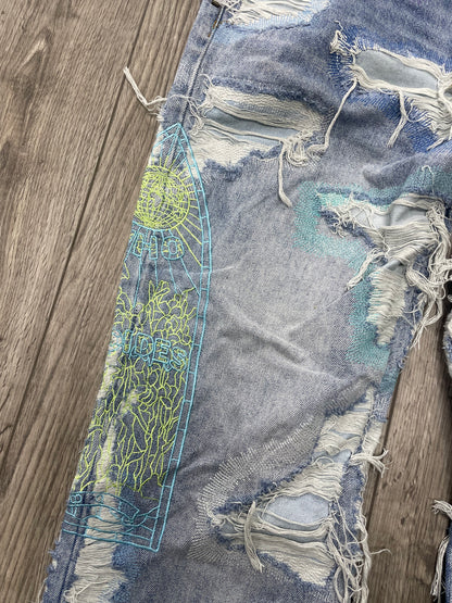 36-Who Decides War Stud Distressed Denim