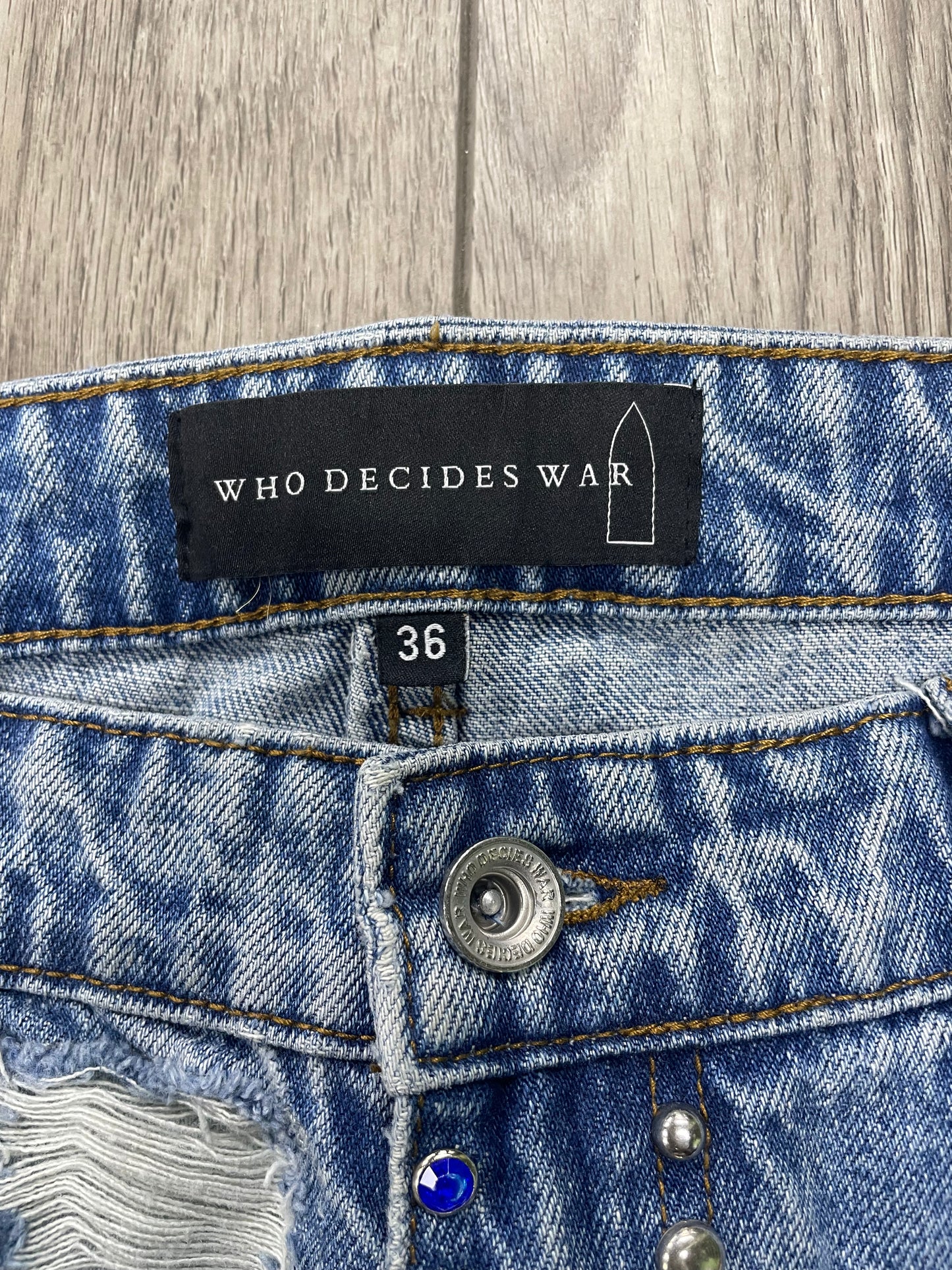 36-Who Decides War Stud Distressed Denim