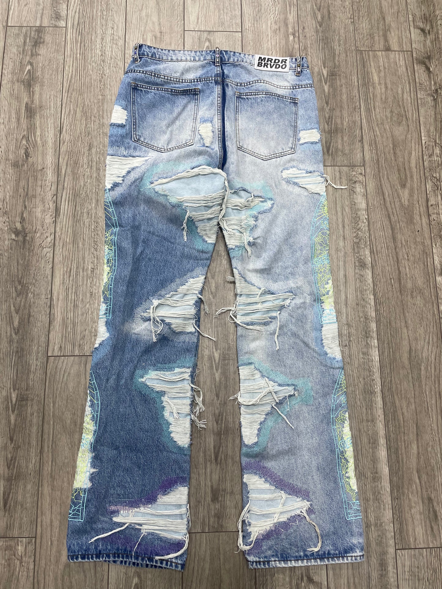 36-Who Decides War Stud Distressed Denim