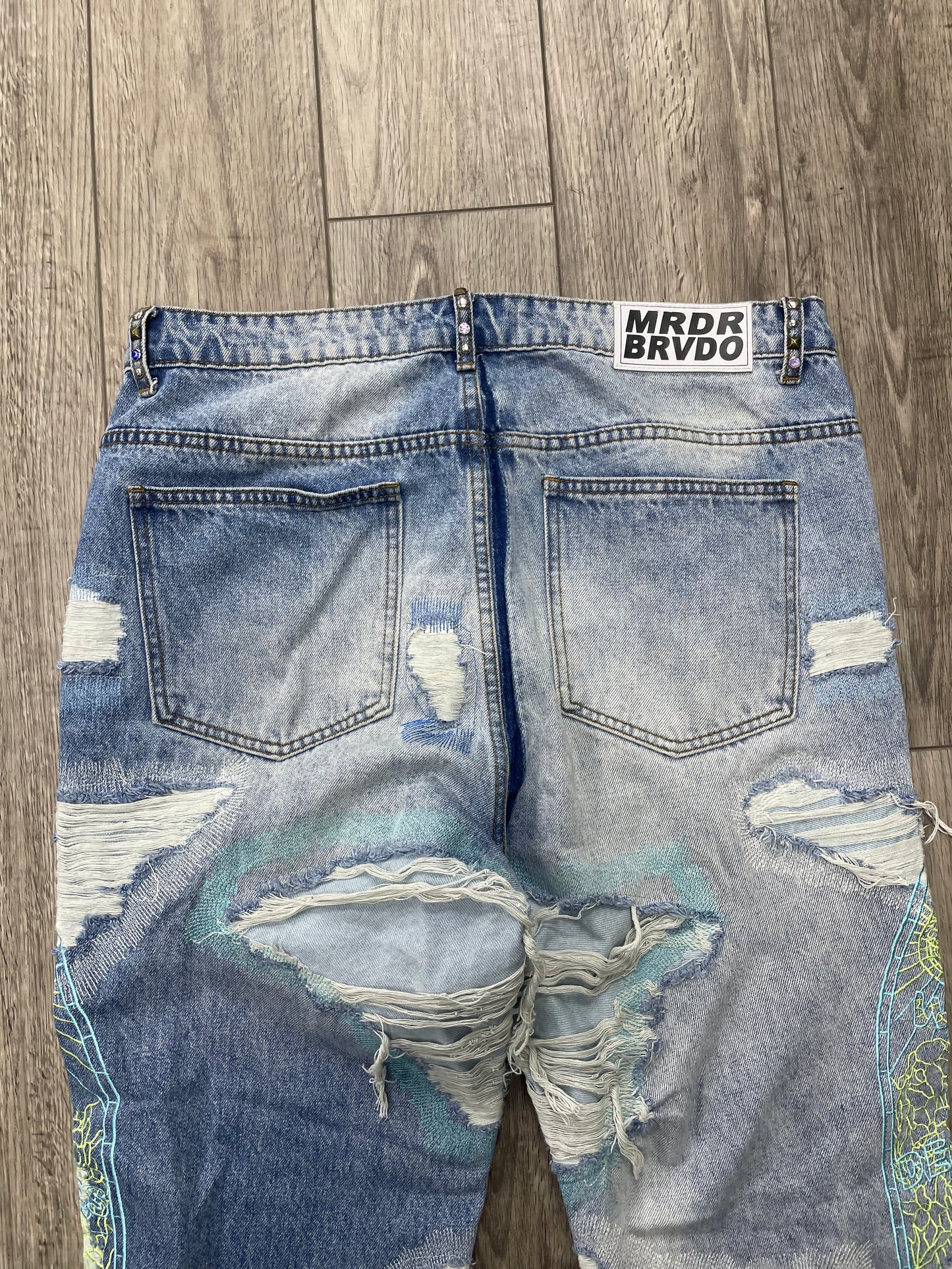 36-Who Decides War Stud Distressed Denim