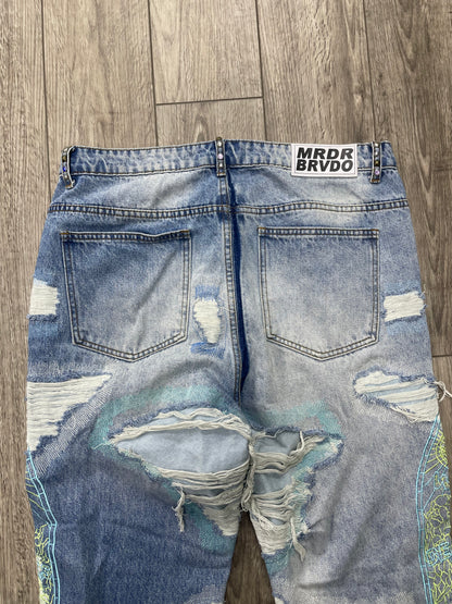 36-Who Decides War Stud Distressed Denim