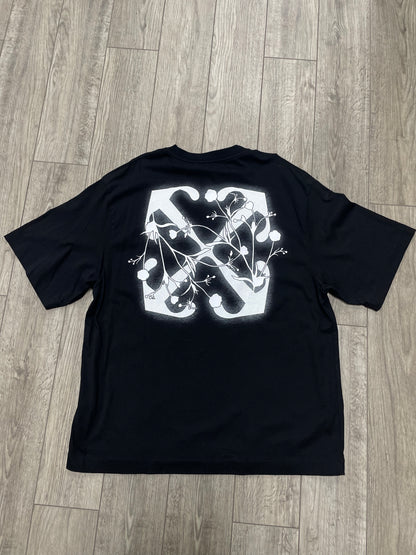 XXL - Off-White Floral Arrow Motif Black Tee