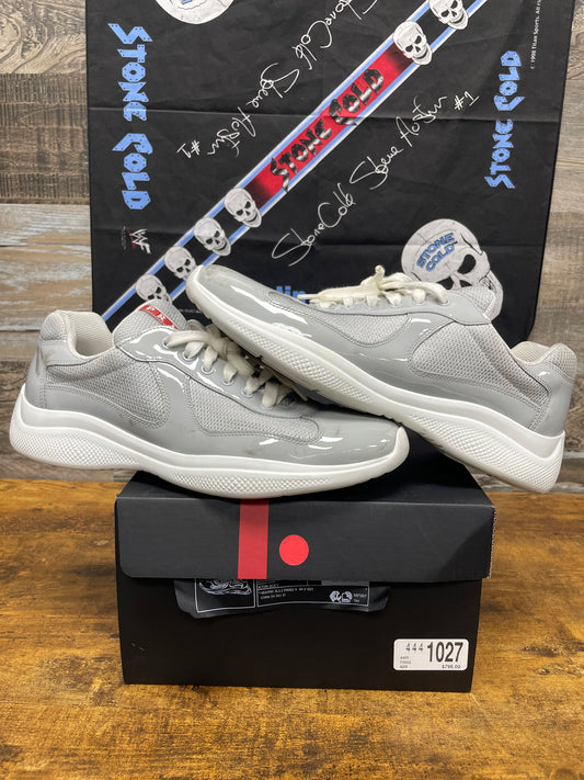 9.5-Prada Cup Grey Patent Leather Sneaker