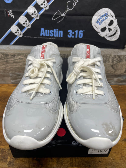 9.5-Prada Cup Grey Patent Leather Sneaker