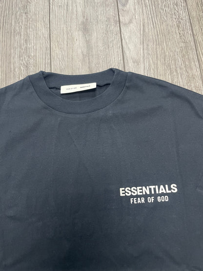 XS-Fear of God Essentials Jet Black Tee