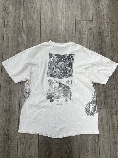 XL - Vintage M.C. Escher All Over Print White Shirt