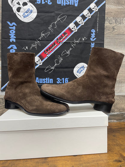 45/12-Maison Margiela Brown Suede Heel Boot