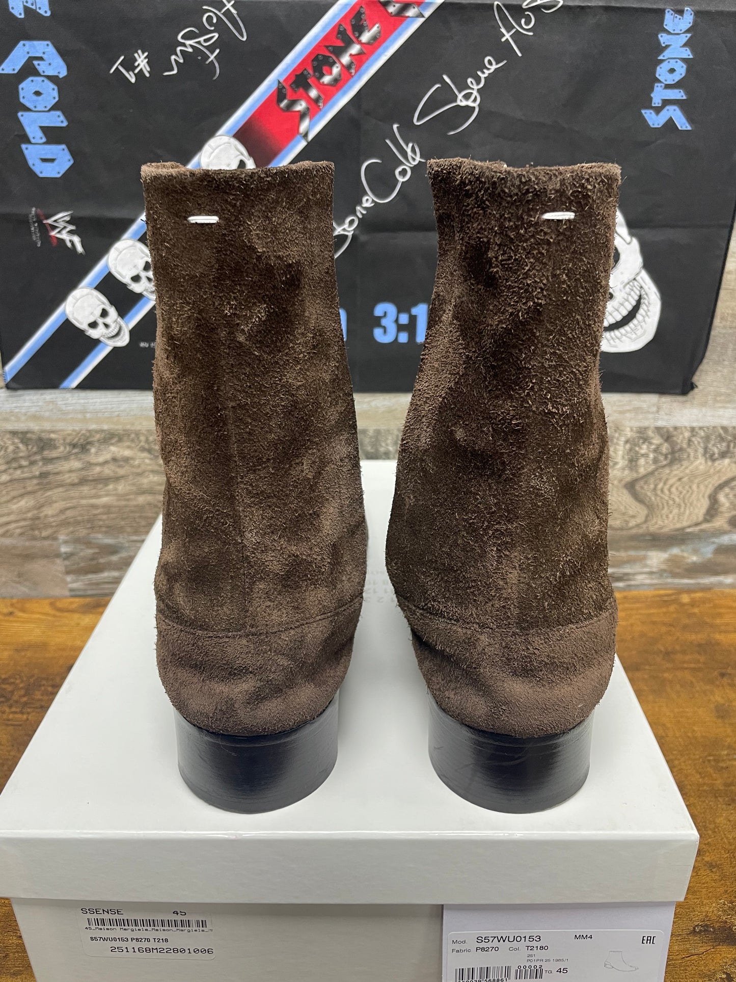 45/12-Maison Margiela Brown Suede Heel Boot