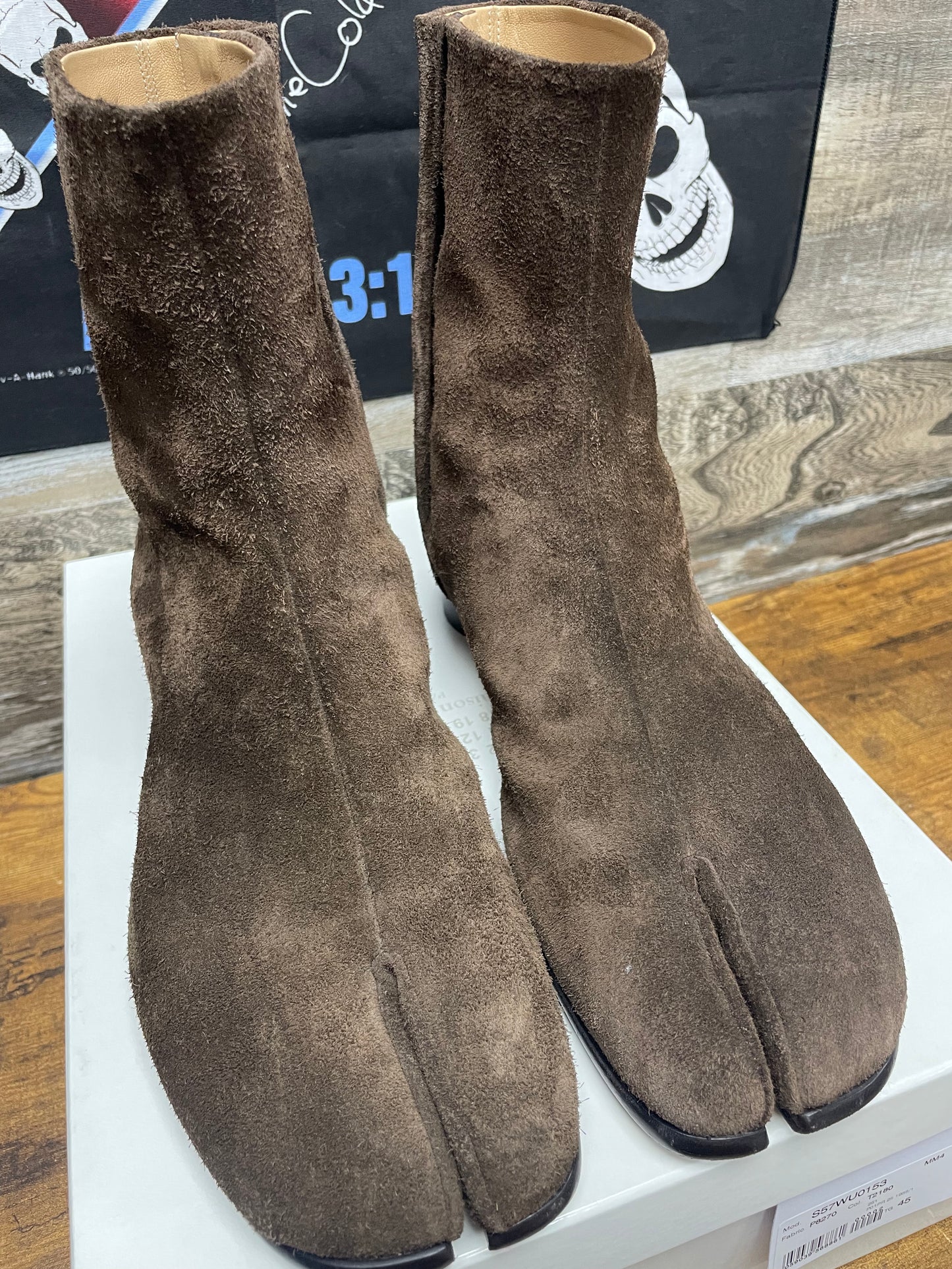 45/12-Maison Margiela Brown Suede Heel Boot