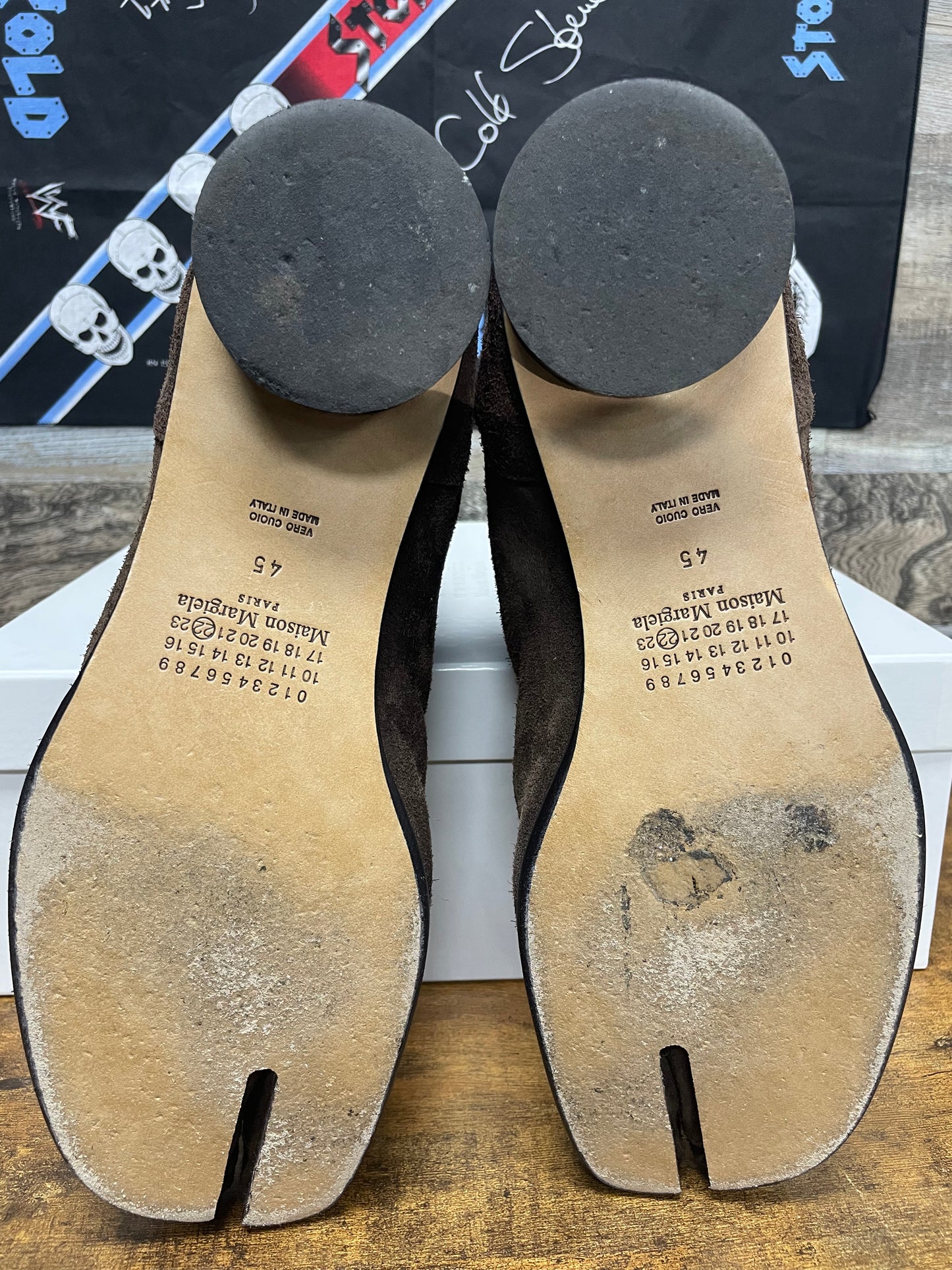 45/12-Maison Margiela Brown Suede Heel Boot