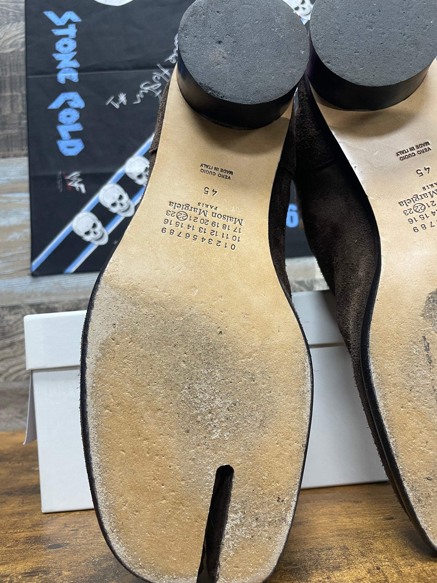 45/12-Maison Margiela Brown Suede Heel Boot