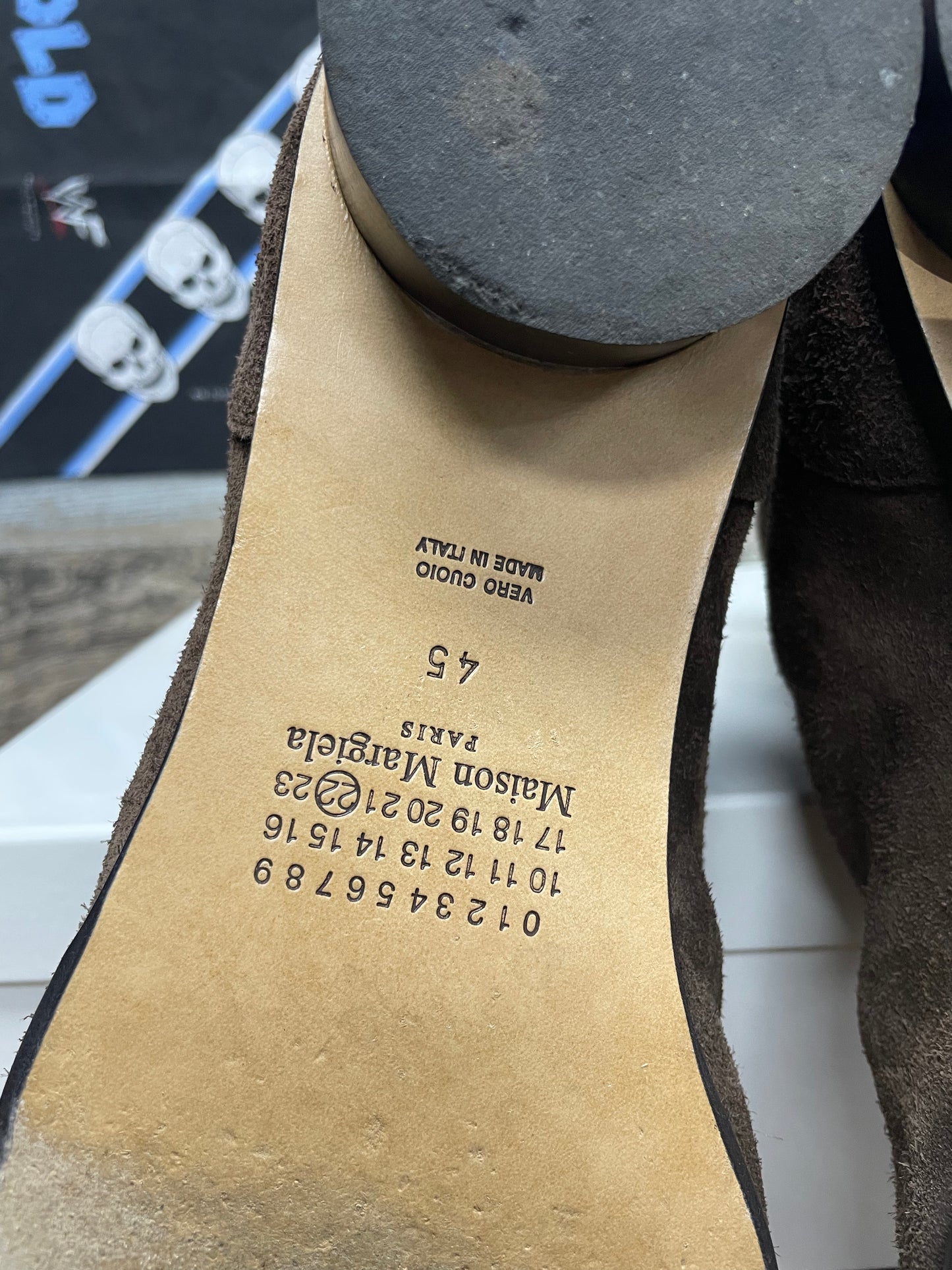 45/12-Maison Margiela Brown Suede Heel Boot