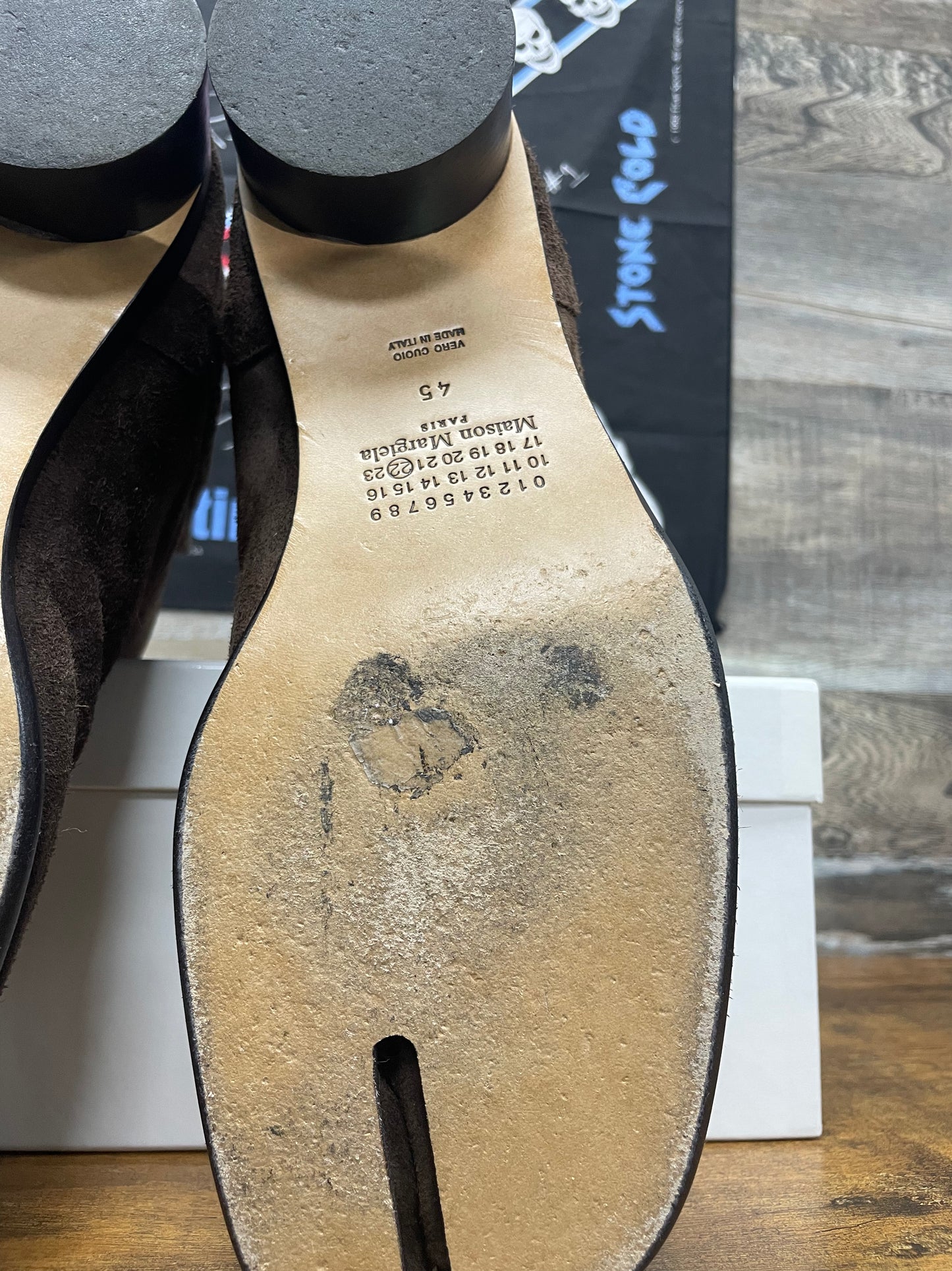 45/12-Maison Margiela Brown Suede Heel Boot