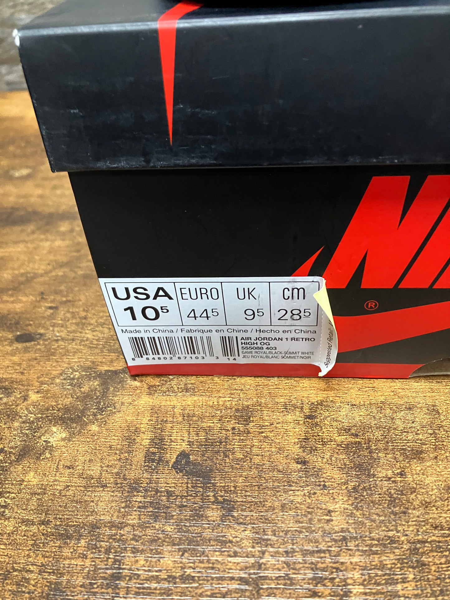 *CUSTOM* Jordan 1 Retro High Game Royal Size 10.5