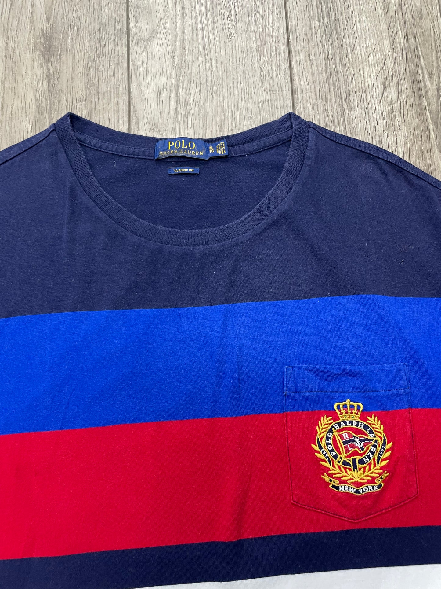 XL-Polo Ralph Lauren Multicolor Striped Pocket Tee